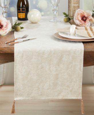 Mixed Linen Jacquard Table Runner, 16" x 72"