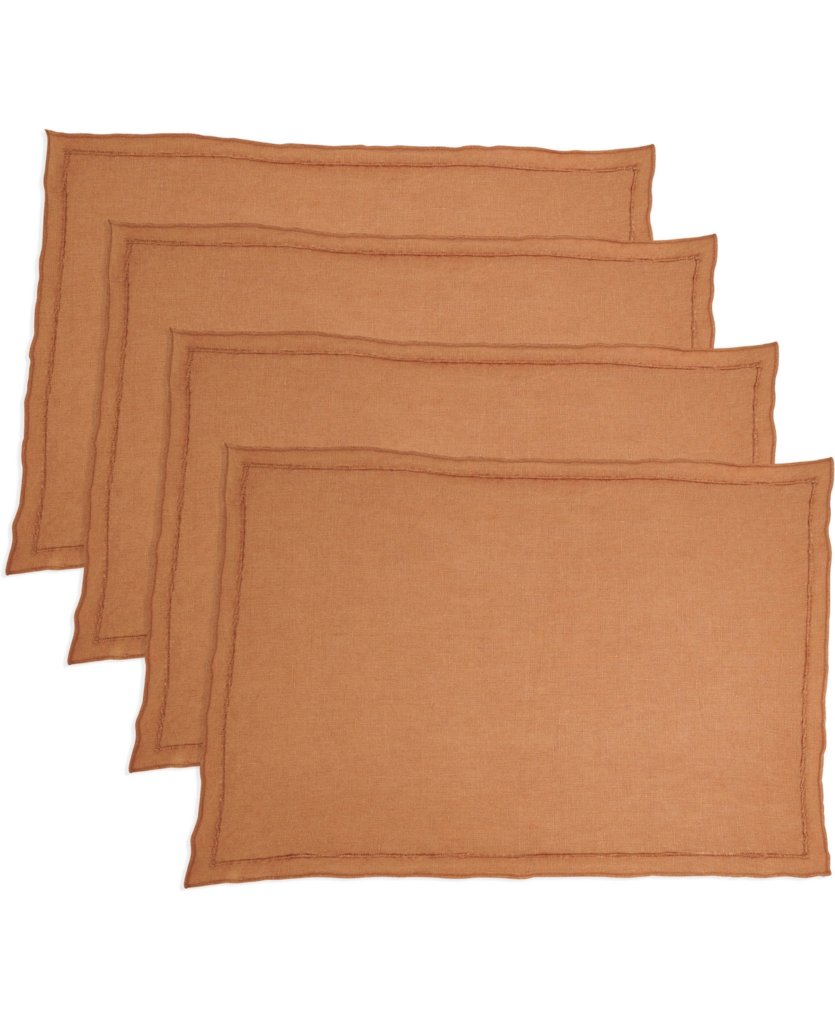 Saro Lifestyle Stonewashed Overlock Linen Edge Placemats, 14" X 20" In Terracotta