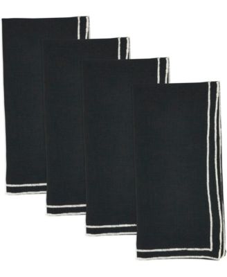 Double Line Embroidered Linen Napkins, 20" x 20"