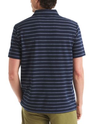 Men's Classic-Fit Stripe Seersucker Johnny Collar Pocket Polo Shirt