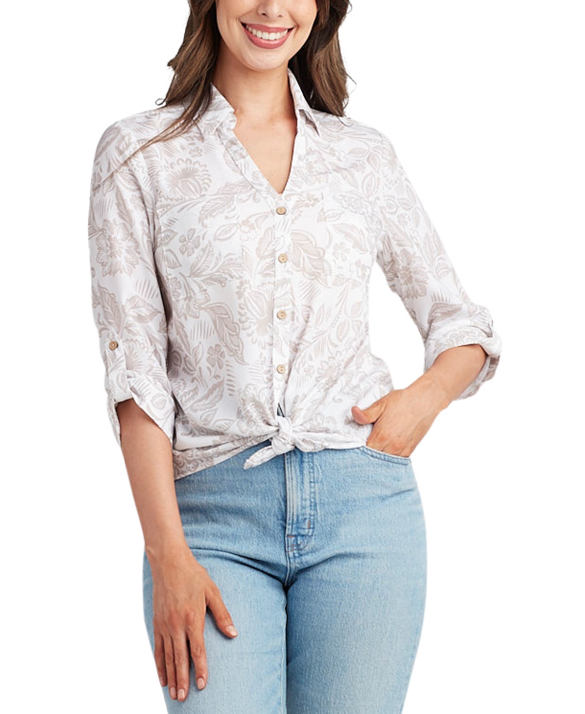 Juniors' Printed Button-Up Shirt - Color 8