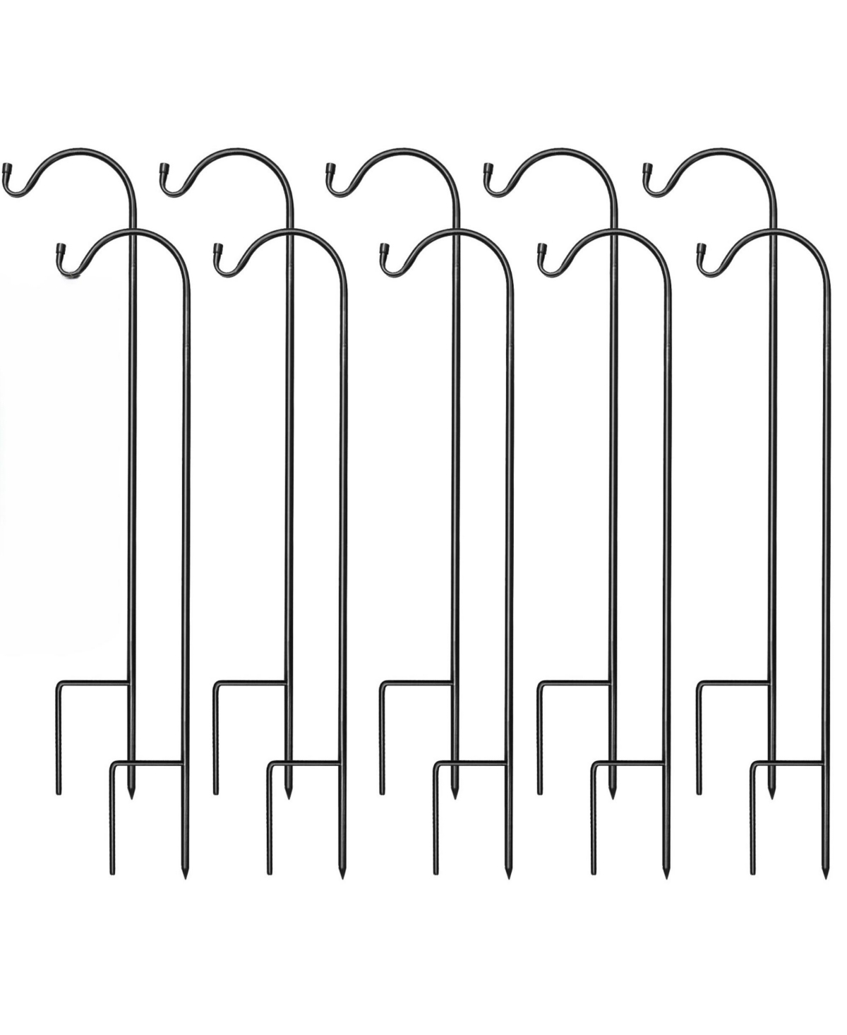 Set of 10 Shepherds Hooks for Outdoor - Extendable Garden Stakes for Plants, Lights, Lanterns, Flower Baskets, and More