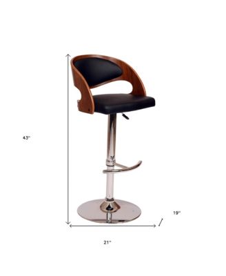 Low Back Adjustable Bar Stool – Faux Leather Seat with Chrome Finish