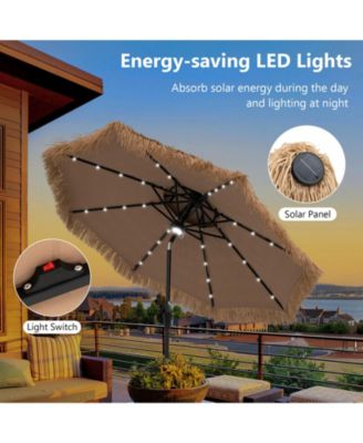 7 FT Hawaiian Style Umbrella Sun-proof Thatched Patio Tiki Umbrella w/8 Ribs