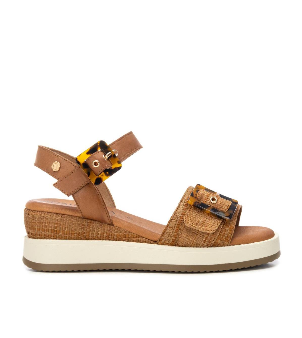 Carmela Leather Women's Wedge Sandals By Xti - Beige