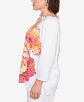 Plus Size Floral Pop Knit Top