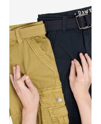 Big Boys 2 Pack Combo Belted Twill Cargo Shorts 8-18