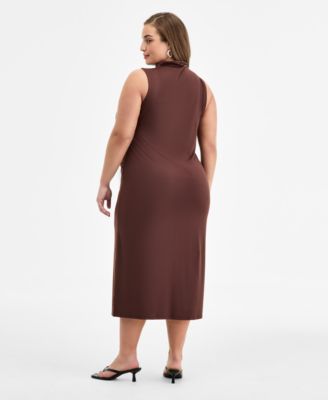 Trendy Plus Size Mock-Neck Midi Dress, Exclusively at Macy's