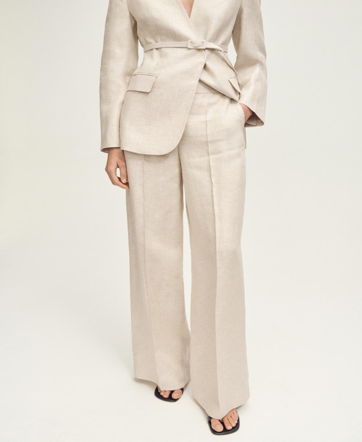 Women's Linen Suit Pants - Light, Pastel Gray