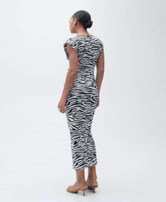 Women's Zebra-Print Fitted Midi Dress