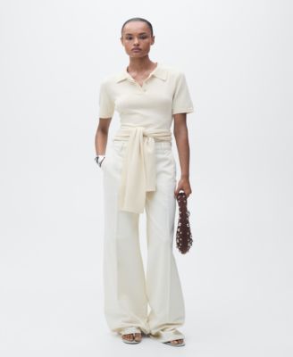 MANGO - Women's Knot Detail Short-Sleeved Sweater