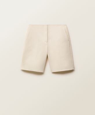 MANGO Women's Linen-Blend Suit Bermuda Shorts
