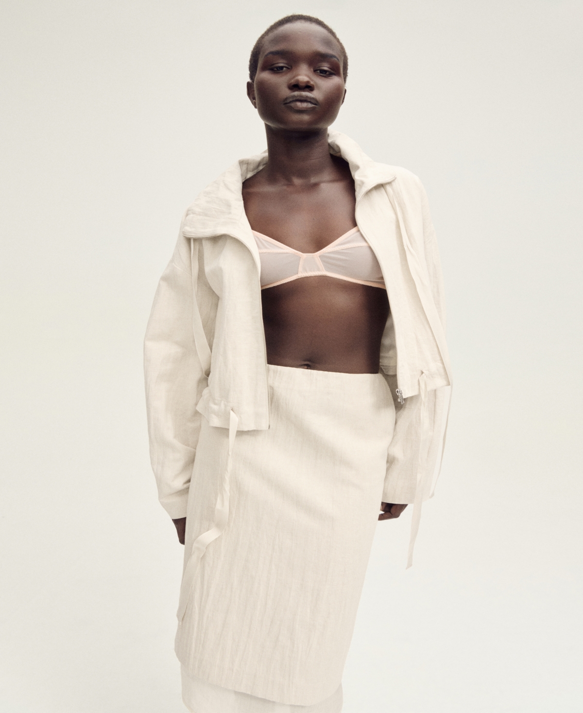 Mango Women's Linen Blend Crop Jacket