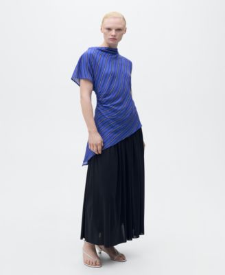MANGO - Women's Asymmetrical Striped Blouse