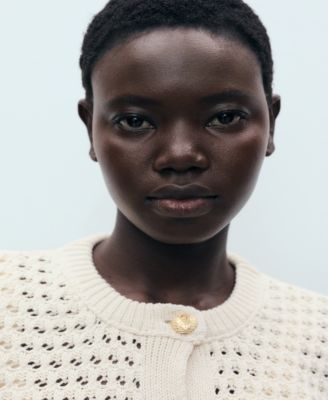 Women's Striped Openwork Knitted Cardigan Sweater