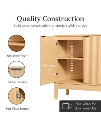2-Door Reeded Storage Cabinet w/ Soft-Close Doors, Multipurpose Accent Furniture
