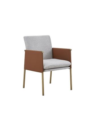 Upholstered Fabric Dining Arm Chair with Cushioned Seat and Backrest