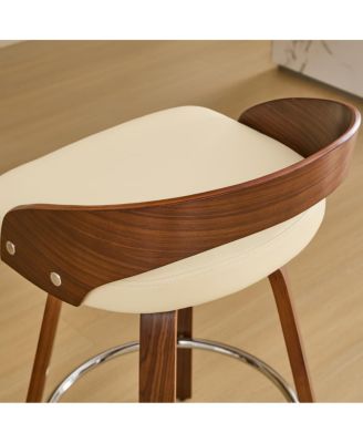 2-Pc. Wood Cushioned Low-Back 24.8'' Swivel Counter Height Stools