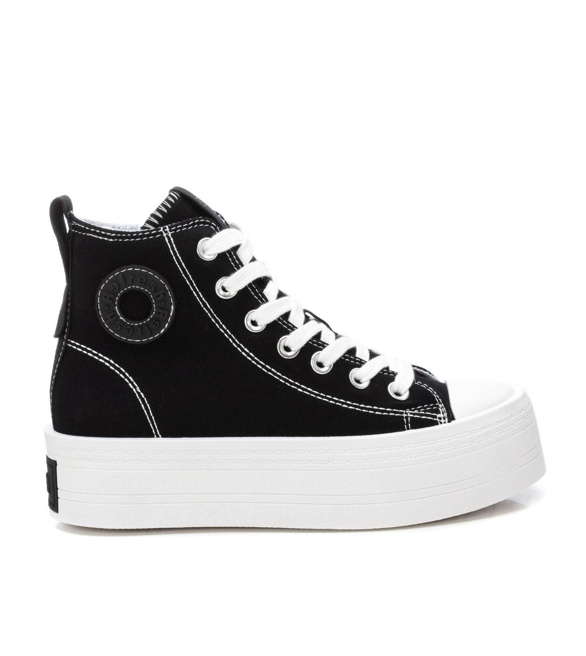 Women's High Top Canvas Sneakers Refresh By Xti - Black