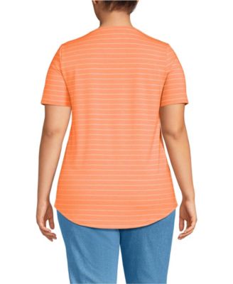 Plus Size Short Sleeve Power Performance Scoop Neck Curved Hem Tunic Tee