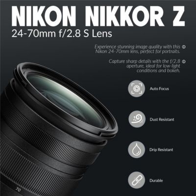 Z 6II Mirrorless Camera with f/2.8 S Lens,On-Camera Round Flash Speedlight, Lithium-Ion Battery Pack,Filter Kit with UV,Glass Screen Protector