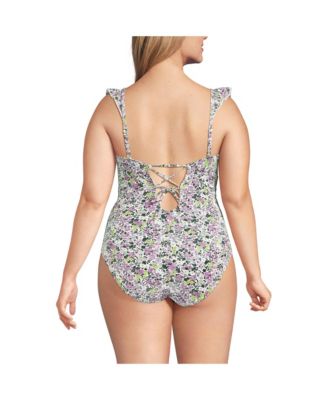 Women's Pique Ruffle One Piece Swimsuit