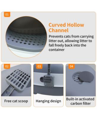 Hooded Front-Entry Cat Litter Box With Scoop for Cats