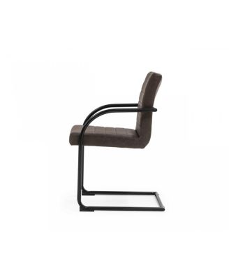 Set of 2 Faux Leather Industrial Dining Chairs for Home or Office Seating