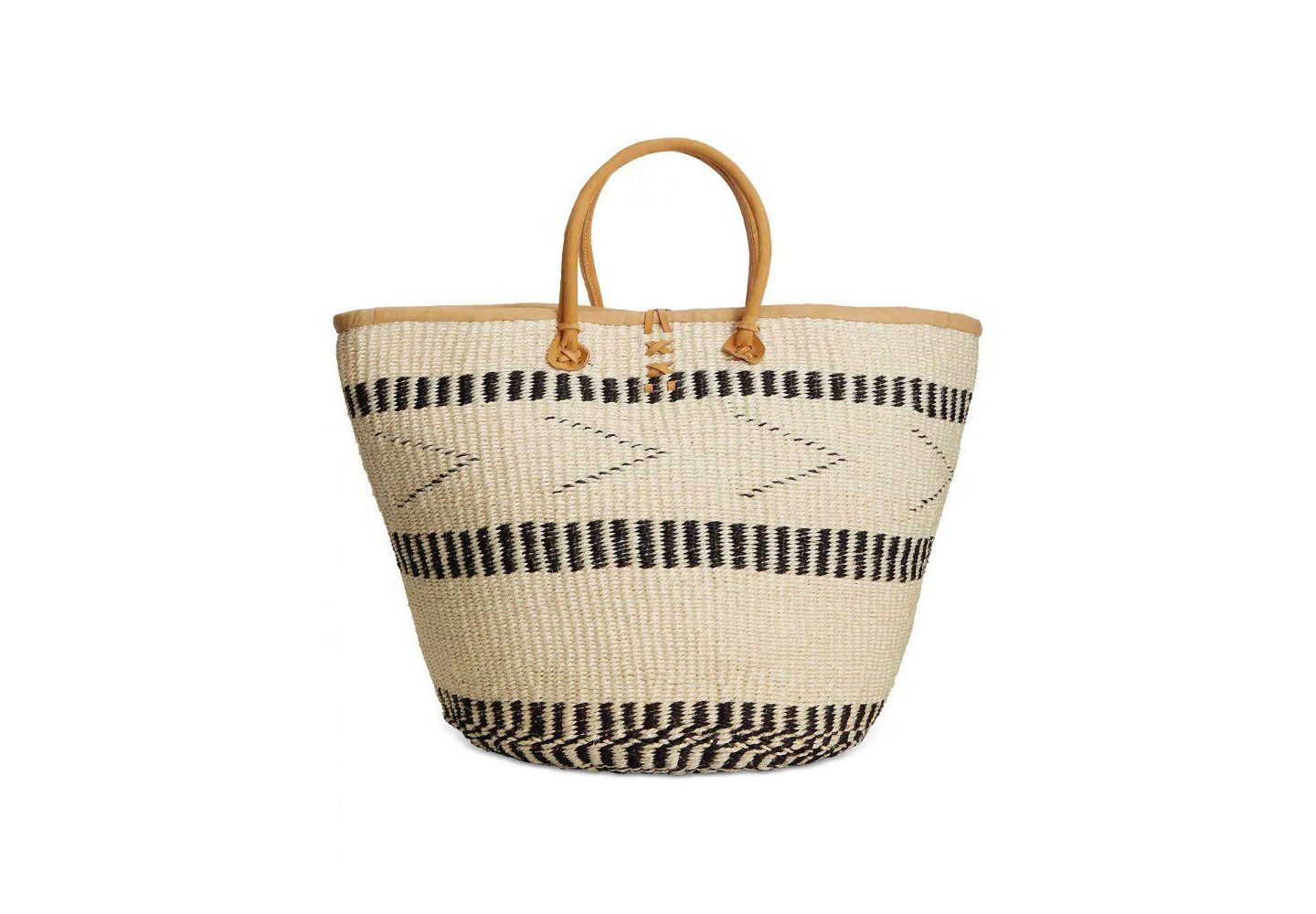 Женская сумка SAWA SAWA Balance Point Handwoven Straw Sisal Basket, цвет: Белый / Чёрный — фото 3