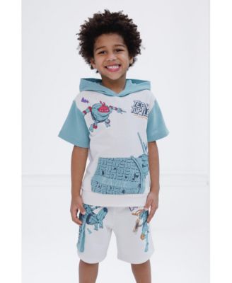 Toddler Boys French Terry Pullover Hoodie and Shorts Outfit Set