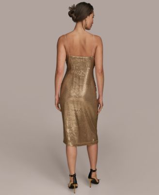 【Donna Karan New York】Sequined Sleeveless Gown Donna Karan New York Women's Cowl-Neck Sleeveless Sequin