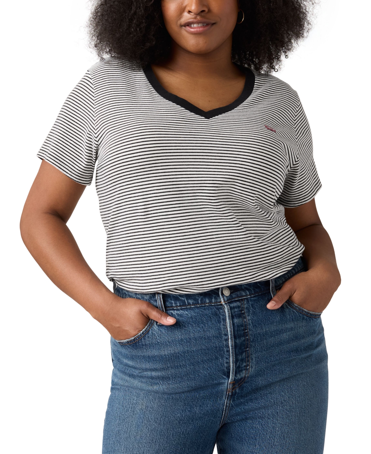 Levi's Plus Size Perfect Cotton Striped Short-sleeve Tee