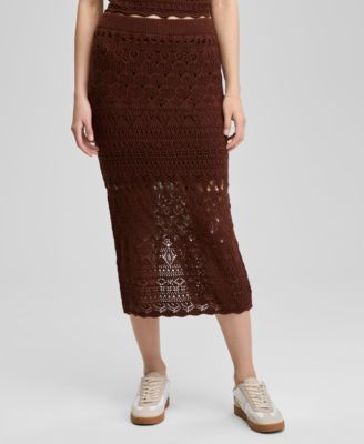 Women's Crochet Pull-On Cotton Midi Skirt