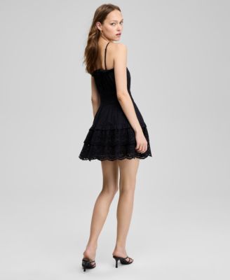Women's Eyelet High Halter Fit & Flare Dress, Exclusively at Macy's