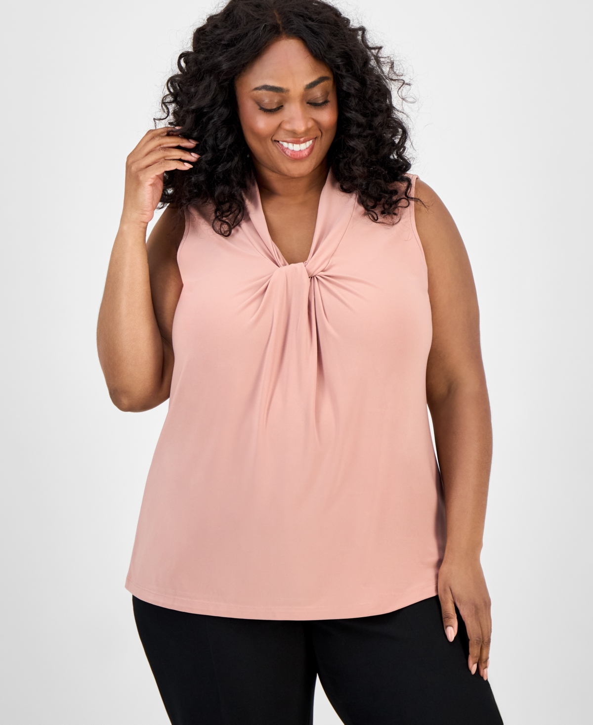 Plus Size Twist-Front Shell Top - Tearose