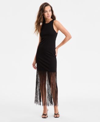 Bar III - Women's Sleeveless Fringe-Hem Dress