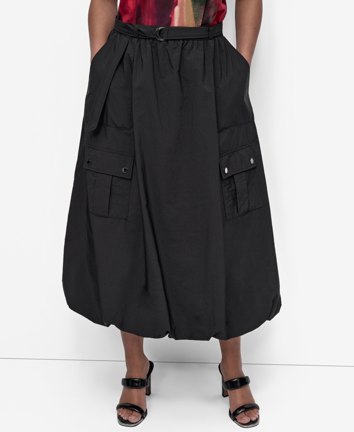 Women's Rumpled Tech Cargo Skirt - Black