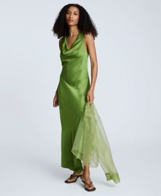 Women's Asymmetrical-Hem Cowlneck Dress