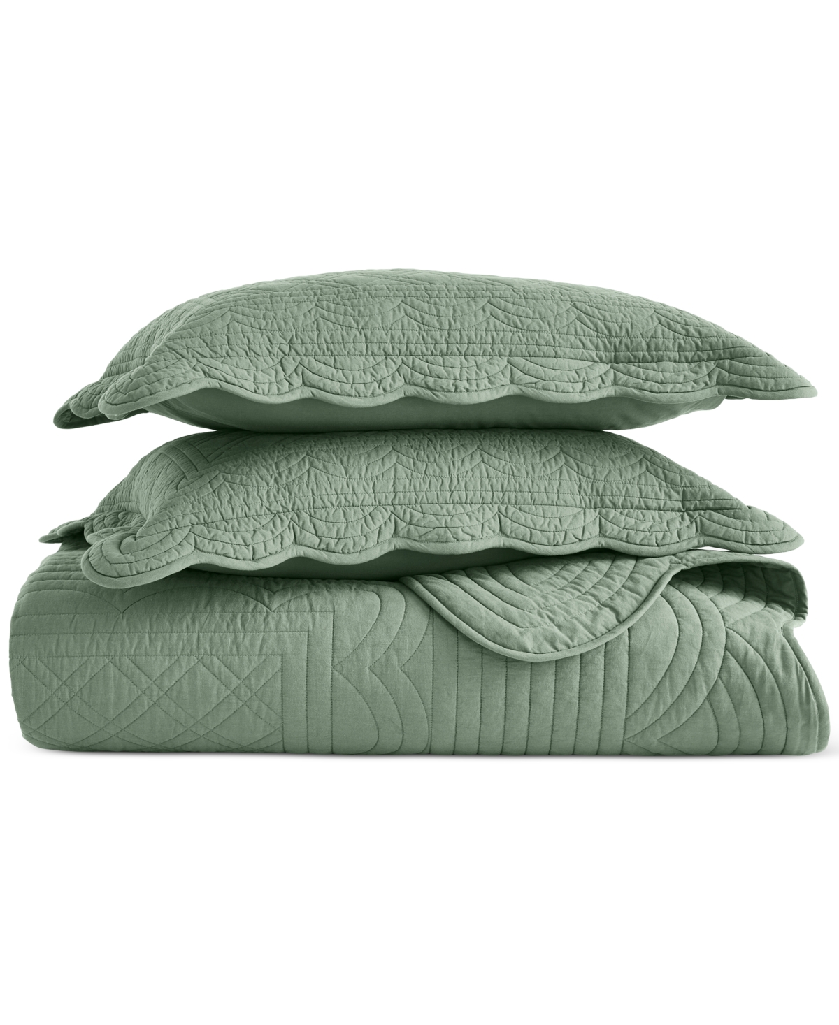 Macy's Charter Club Bailey Scallop 2-pc. Quilt Set, Twin, Exclusively At  In Green