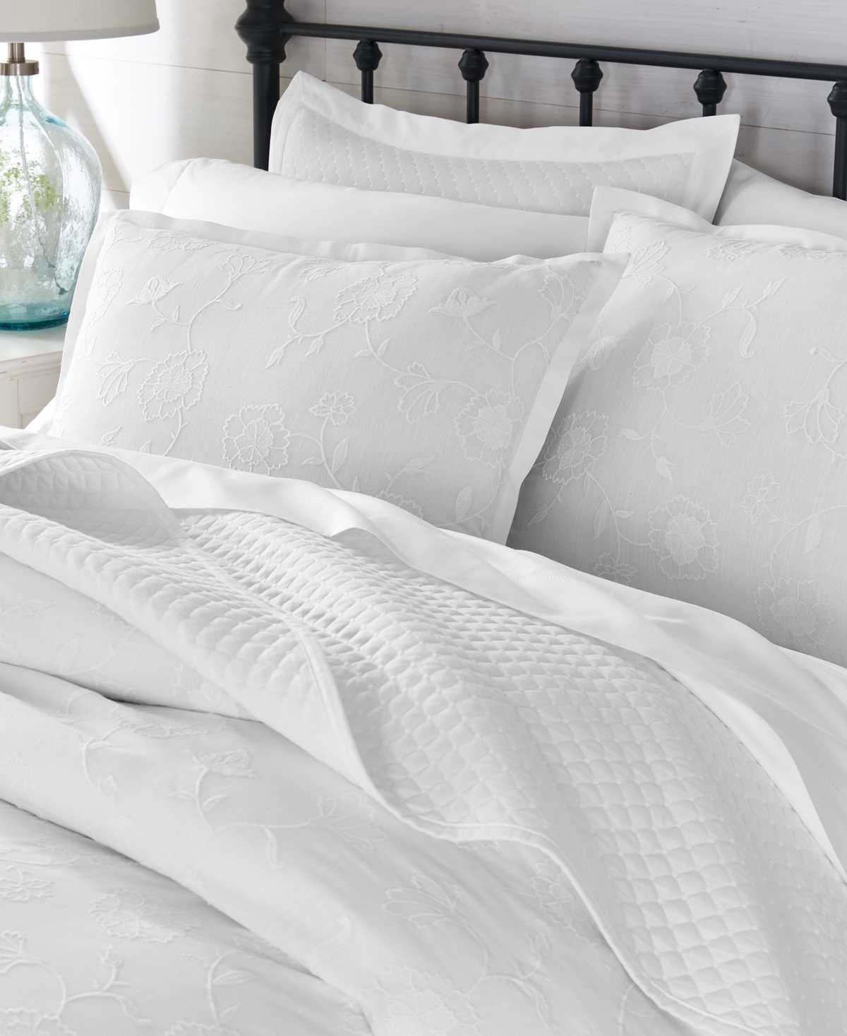 Macy's Charter Club Colette Embroidery 3-pc. Duvet Set, Full/queen, Exclusively At  In White