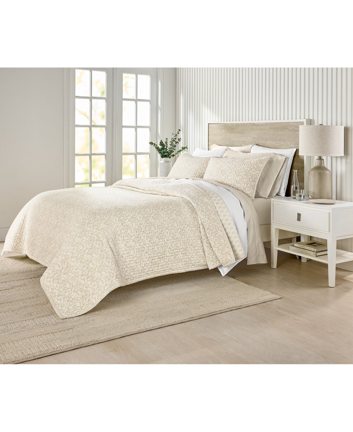 Charter Club Leaf Silhouette 3-pc. Quilt Set, King, Exclusively At Macy's In Brown