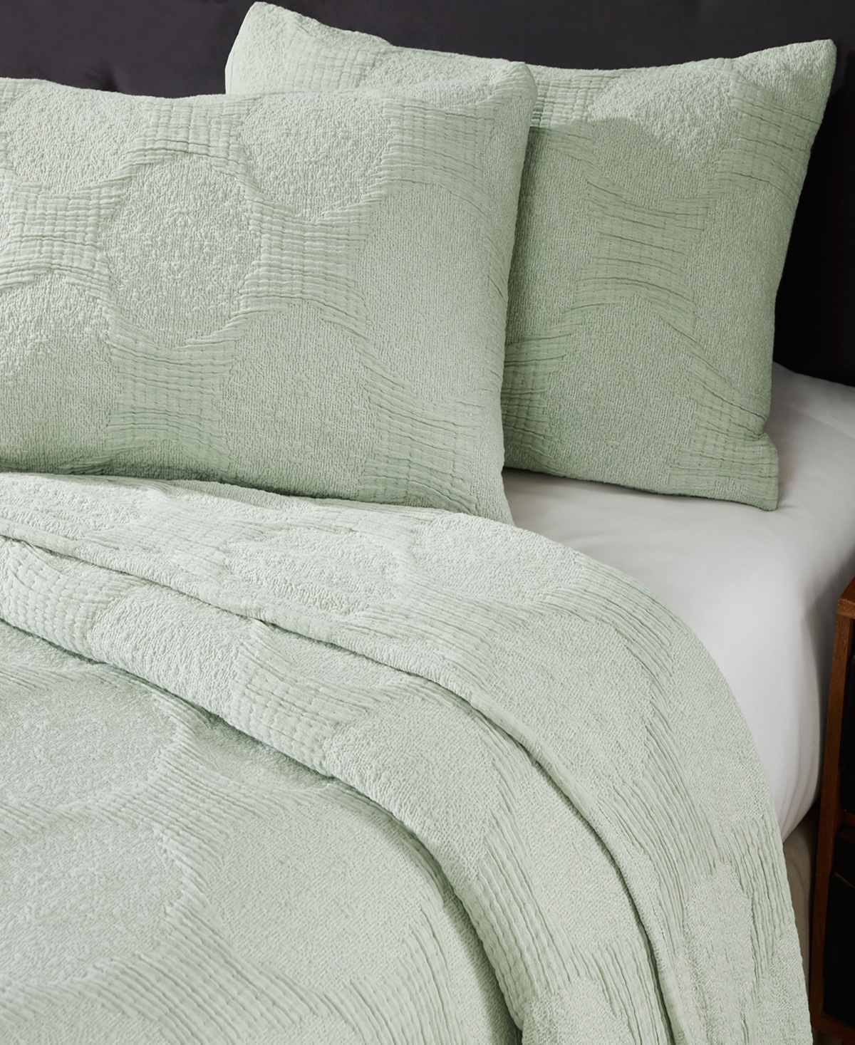 Superior Tanta Crinkle Woven 3-pc. Coverlet Set, King In Green