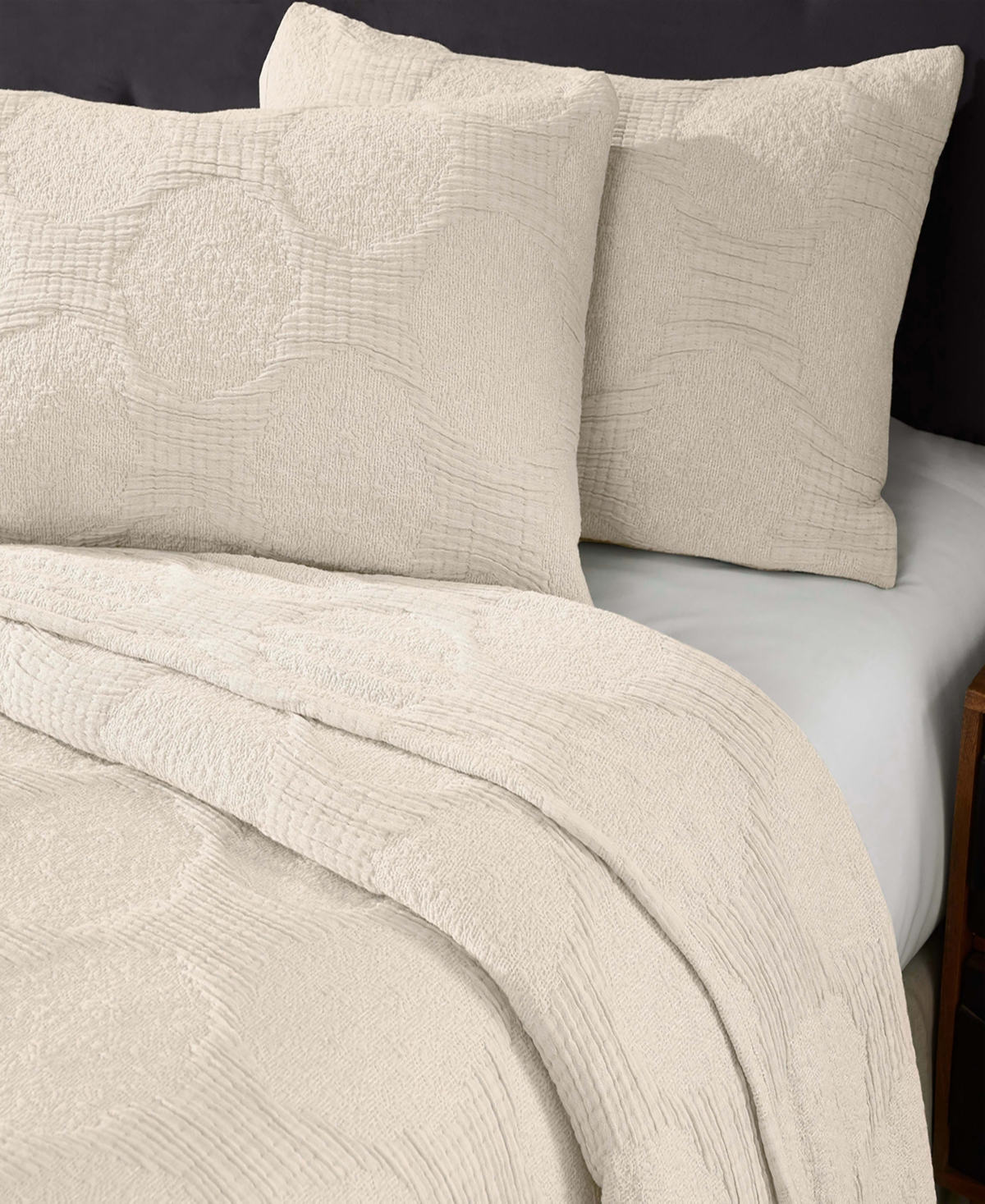 Superior Tanta Crinkle Woven 3-pc. Coverlet Set, Queen In Neutral