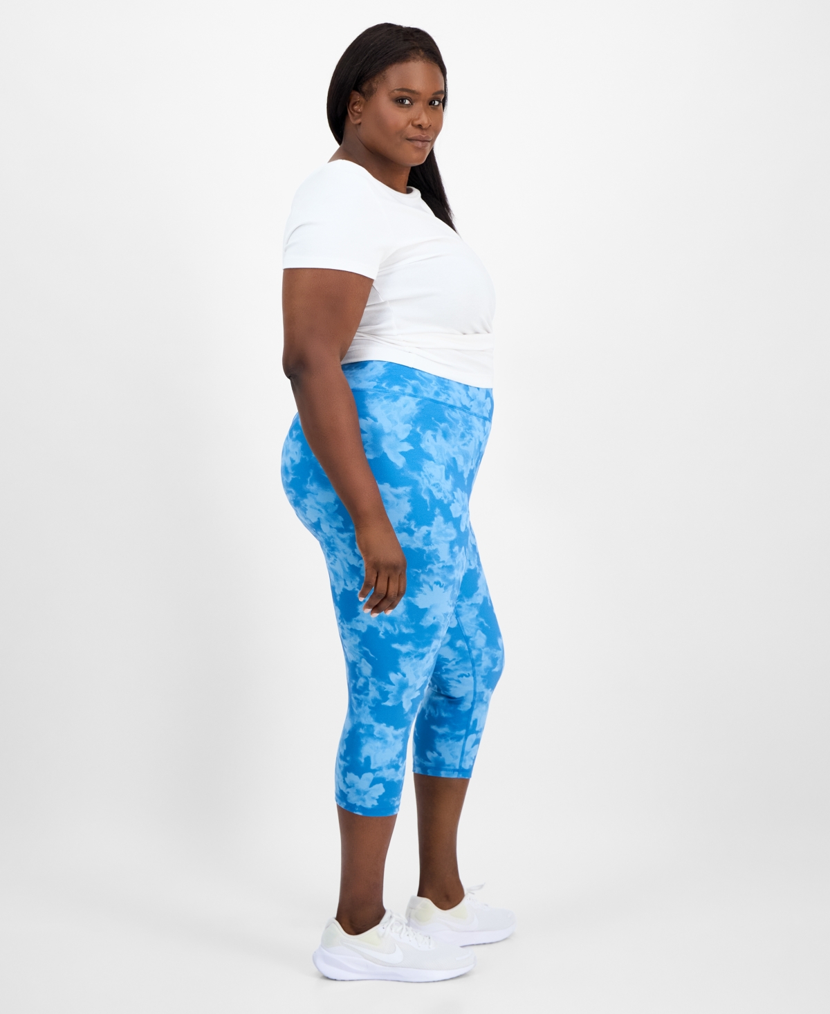 Id Ideology Plus Size Abstract Dye Capri Leggings, Exclusively At Macy's