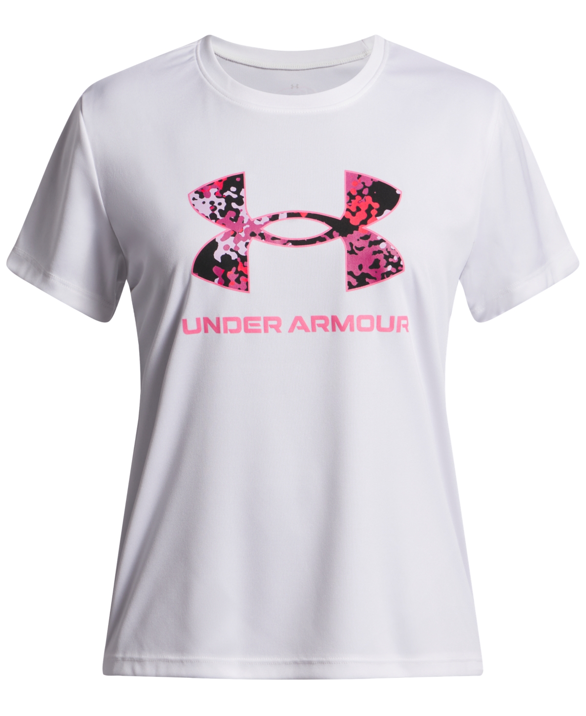 Under Armour Big Girls Tech-print-fill Logo Short-sleeve T-shirt In White