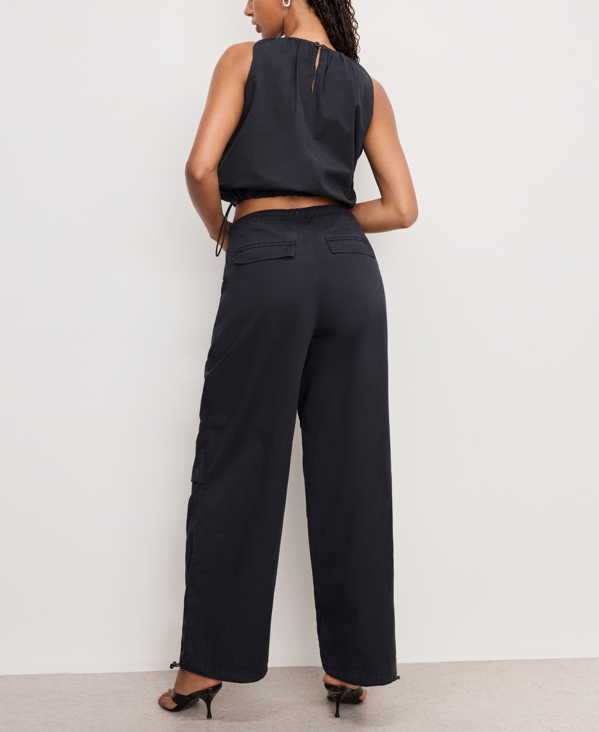 Shop Good American Women's Cotton Twill Drawcord-hem Parachute Pants