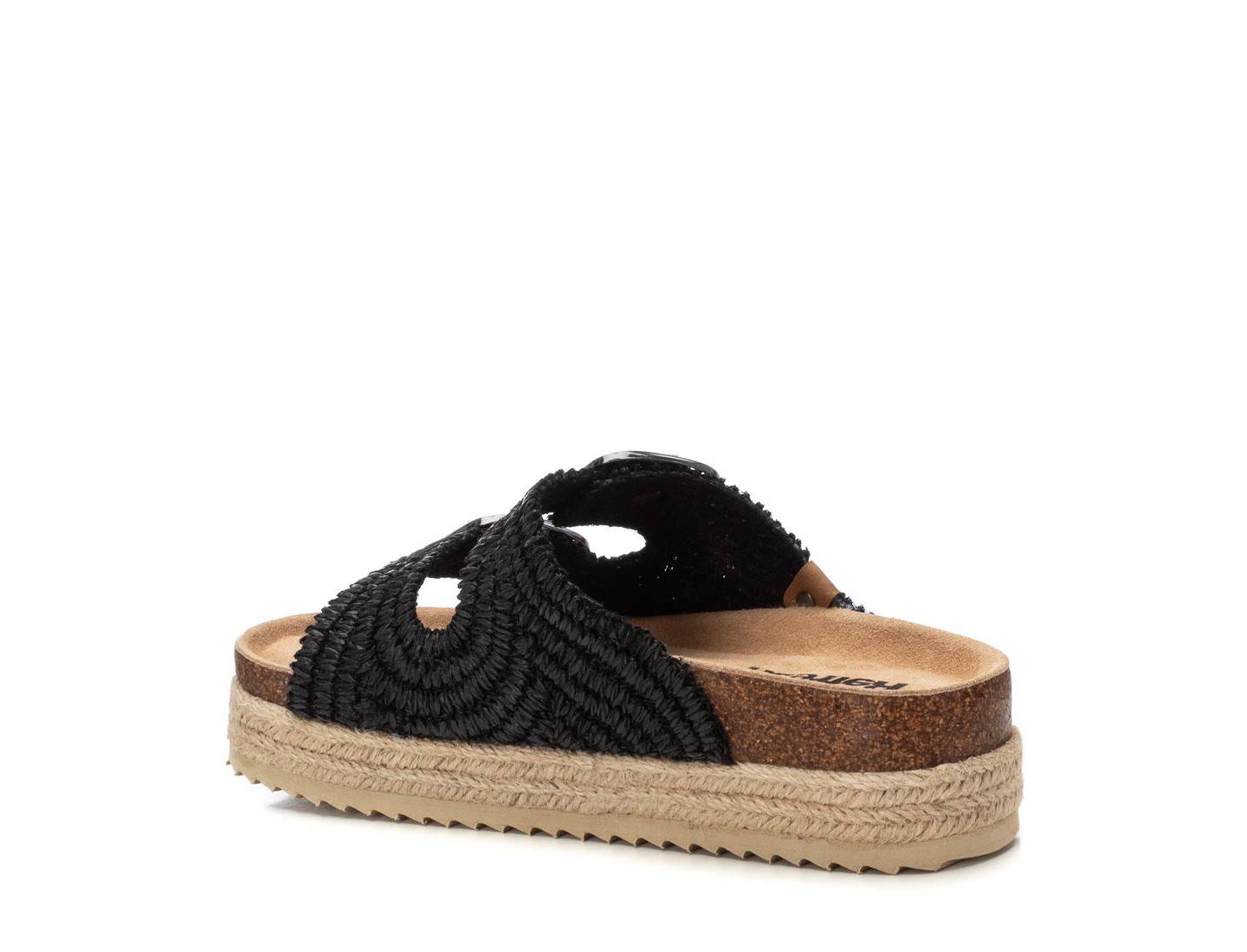 Женские сандалии XTI Jute Wrapped Platform Cork Footbed Sandals Refresh Collection, цвет: Чёрный — фото 3