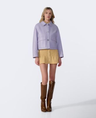 Women's Cropped Leather Jacket, Created for Macy's