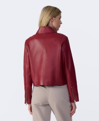 Women's Classic Leather Jacket, Created for Macy's