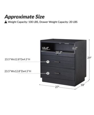 Mid-century Lorenz Nightstand with USB and LED Light